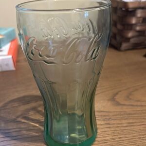 Green glass vintage Coca Cola glass